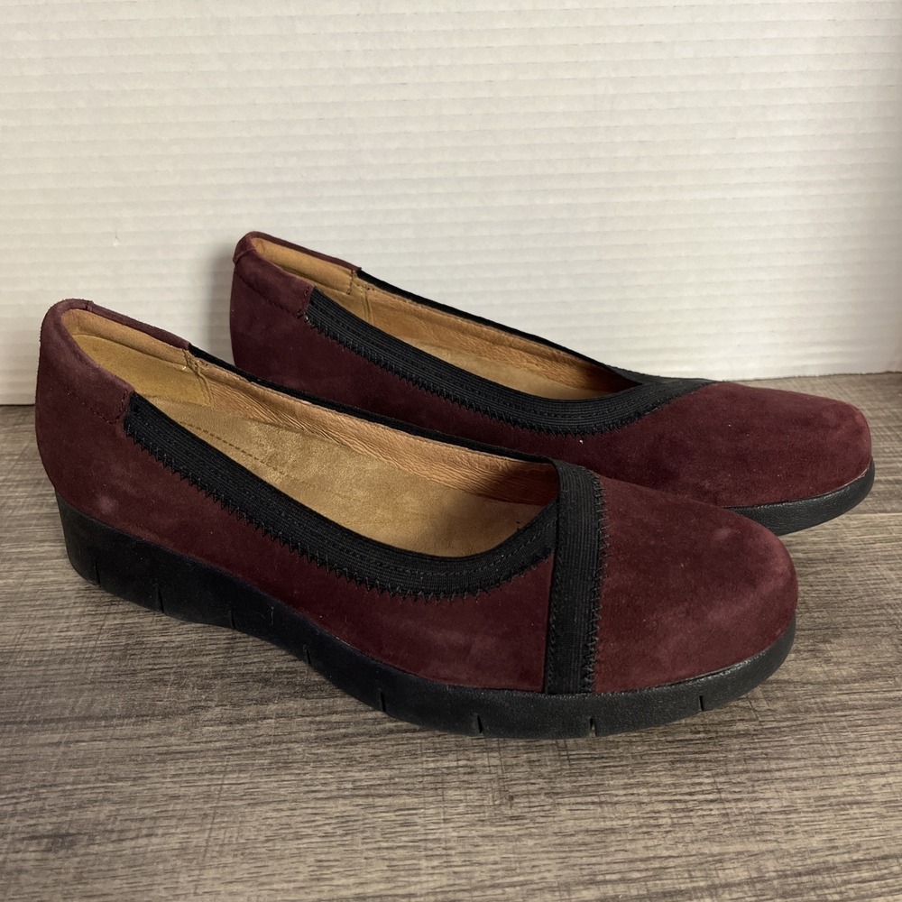 Clarks Artisan Daelyn Hill Nubuck Leather Slip-On Shoes 7M Deep‎ Garnet Ballet